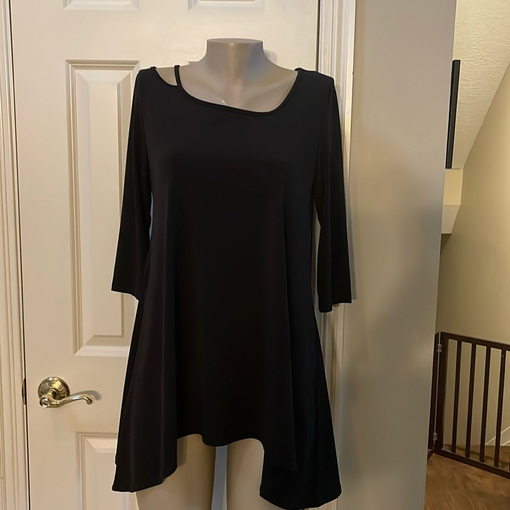Clara Sun Woo Black asymmetrical hem top, small